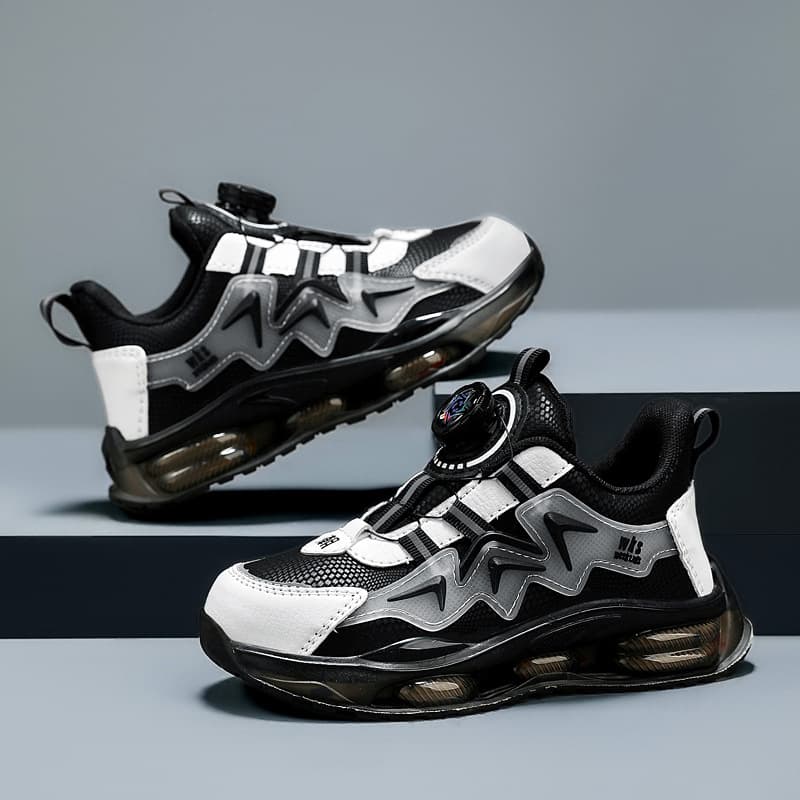 7288 Mid-Large Child Leather Waterproof Boys Sports Shoes 2025 New Style with Rotating Buckle Trendy Casual Running