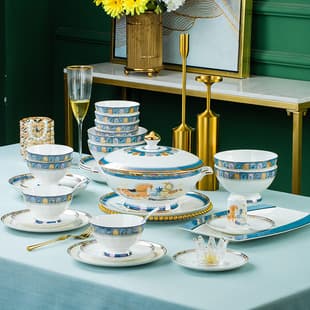 Jingdezhen Ceramic Dinnerware Set, Wedding & Business Gift, European Luxury High-End Bowl & Plate Set