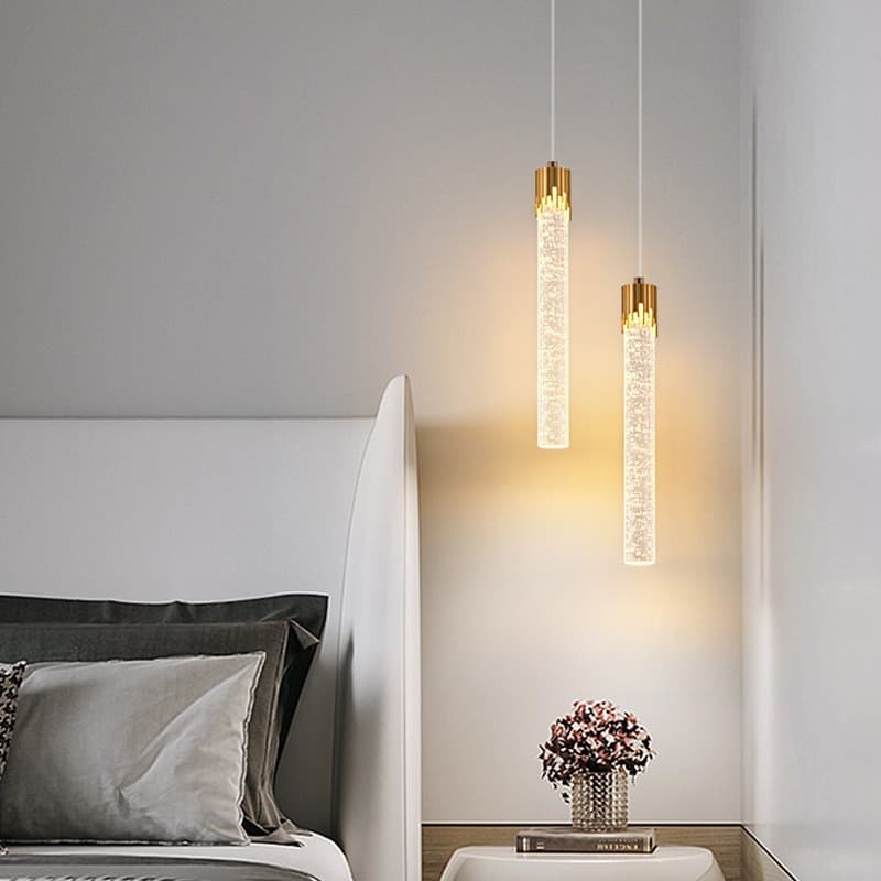 Bedroom Bedside Crystal Small Pendant Modern Minimalist Light Luxury Lamp Bar Showcase Living Room Waterdrop Long Line Chandelier