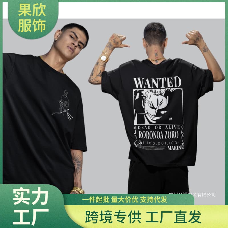 One Piece T-Shirt Roronoa Zoro Print Anime Cosplay Youth Men