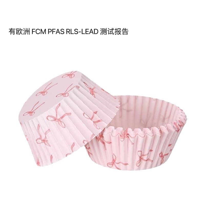 Cross-Border Pink Bow Cake Paper Cup Snow Pastry Paper Holder High Temperature Resistant Disposable Cake Paper Holder Party Decoration