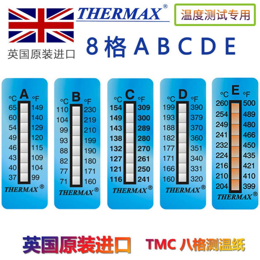 Thermax Temperature Indicating Paper 8/10 Grid Relab Temperature Label Irreversible Thermochromic Test Paper Heat Sensitive Sticker