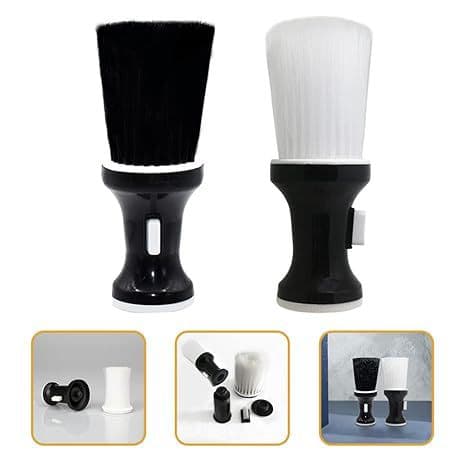 Professional Salon Neck Duster Brush Barber Soft Fiber Plastic Handle Neck Duster Brush Refillable with Talcum Powder Brush