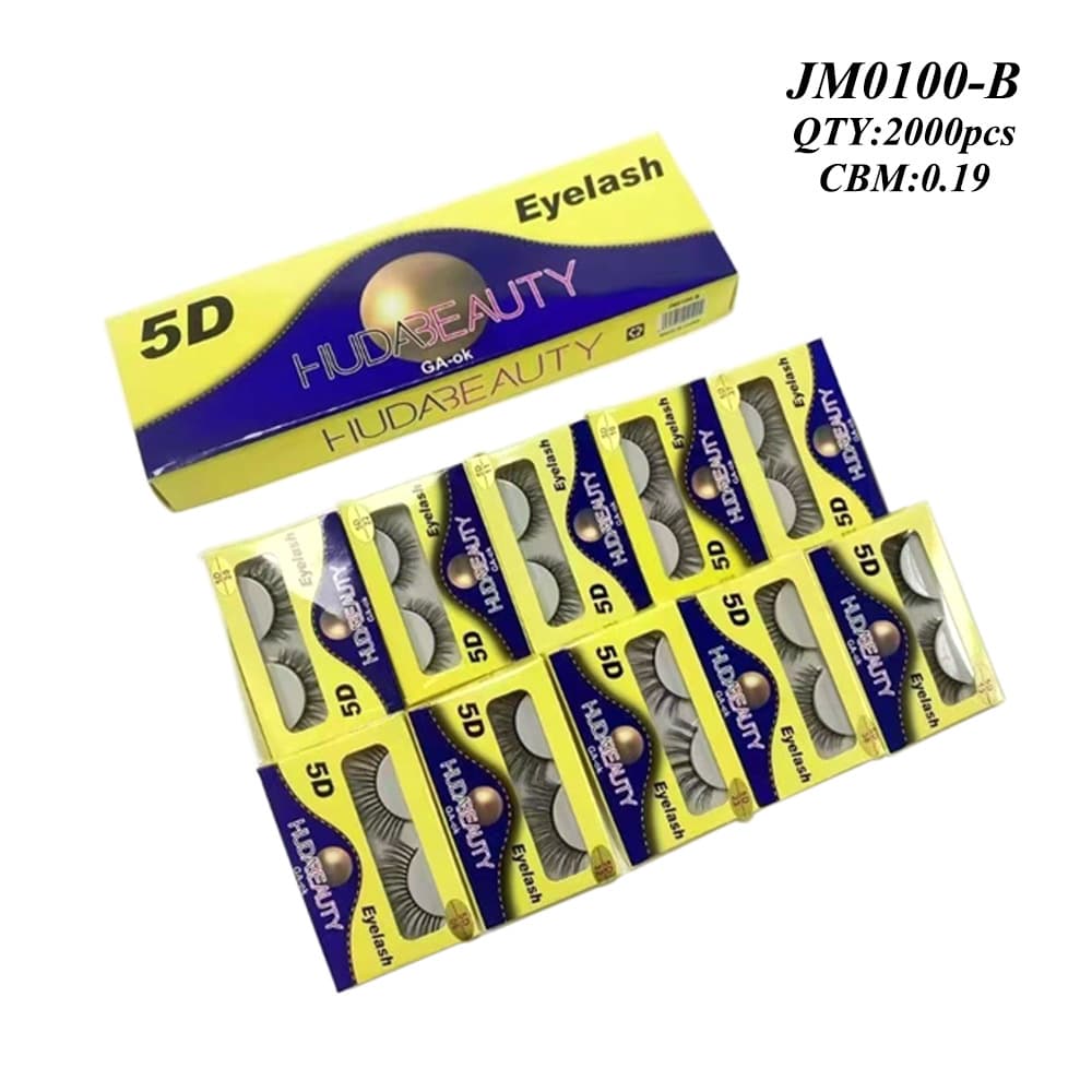 HUDA Huda beautiful BEAUTY hard stem false eyelashes one piece can support double eyelid set thick cross-border wholesale