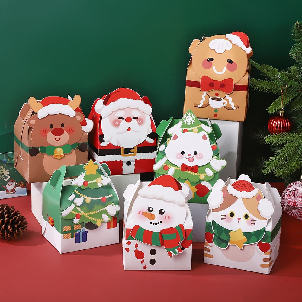 Cross-border Christmas Cartoon Handheld Gift Box for Christmas Eve Apple Packaging Paper Box, Creative European and American Folding Box