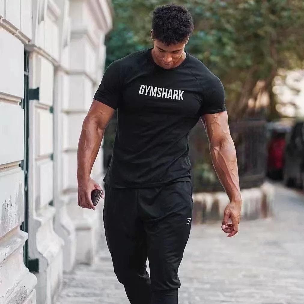 GYMSHARK Men's Athletic Training Quick-Dry Breathable Stretch Fit Short-Sleeve T-Shirt Casual Running Top