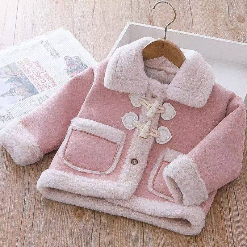 Girls Coat Autumn Winter 2024 New Children Fleece Fur Lined Coat Baby Winter Fashion Top