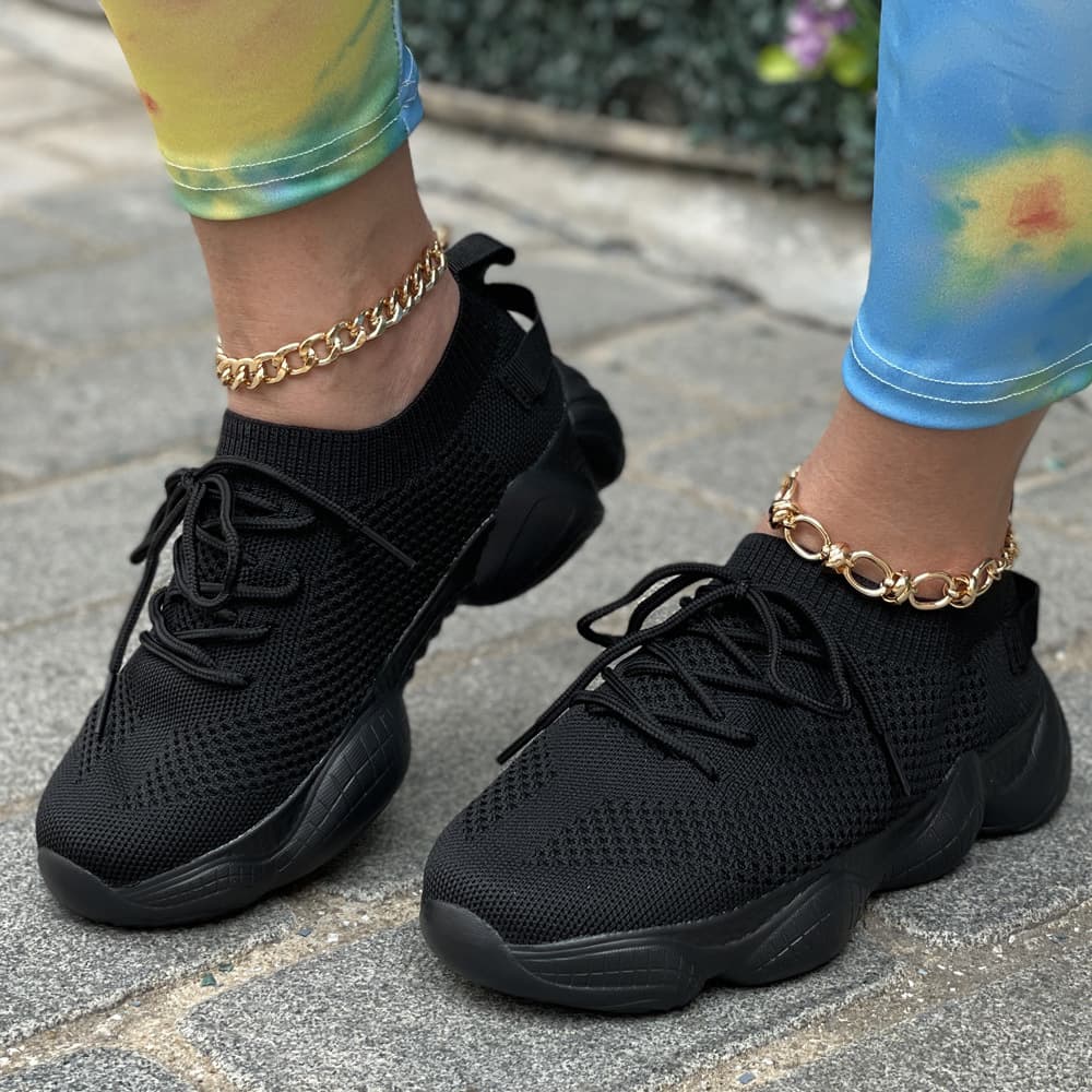 Independent Station Front Lace-up Viscose Shoes Fly-woven Daily Round Toe Spot Women's Low-top Sneakers Running Shoes