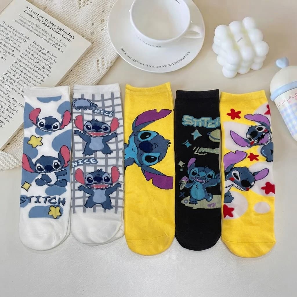 Spring and summer new ins mid-tube socks student cartoon Stitch socks new women's socks cute Korean version mid-tube socks