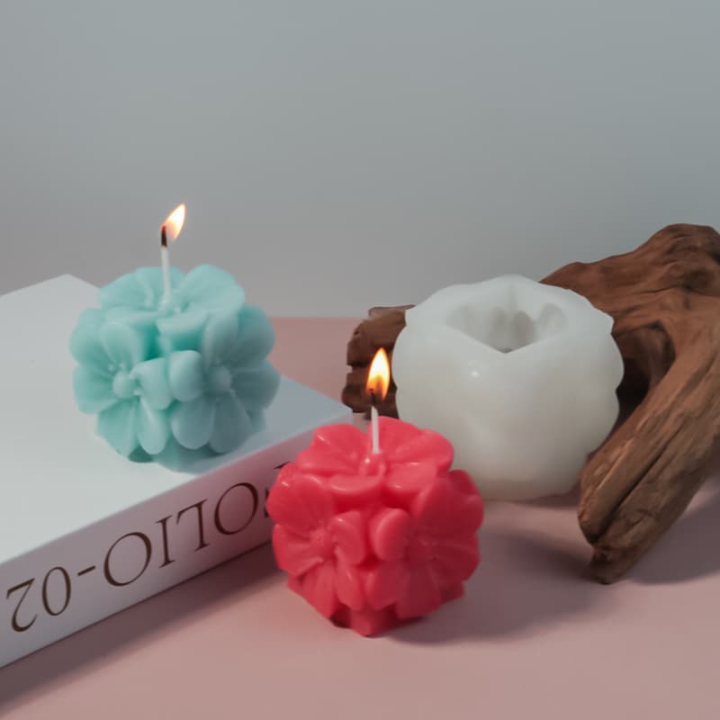 New DIY Silicone Mold 3D Cube Five-Sided Flower Candle Mold Aromatherapy Candle Decoration Mold