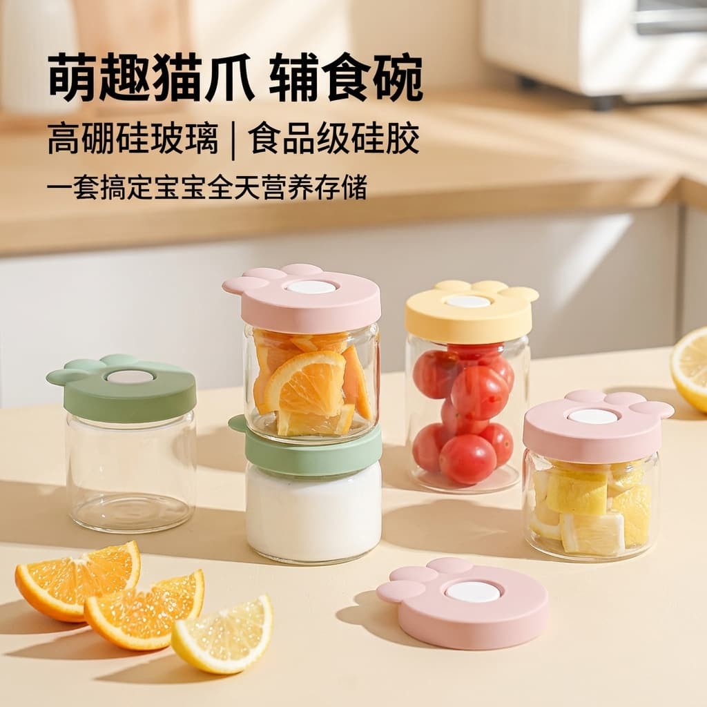 Mini baby food box with lid, sealed box, glass lunch box, microwaveable, crisper, fruit food grade