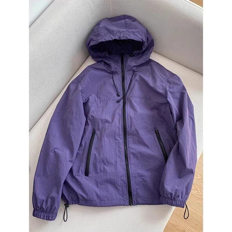 2026 New Style Stunning Purple Lightweight Sun Protection Jacket for Men, Summer Quick-Dry Waterproof Outdoor Mountain Hooded Coat