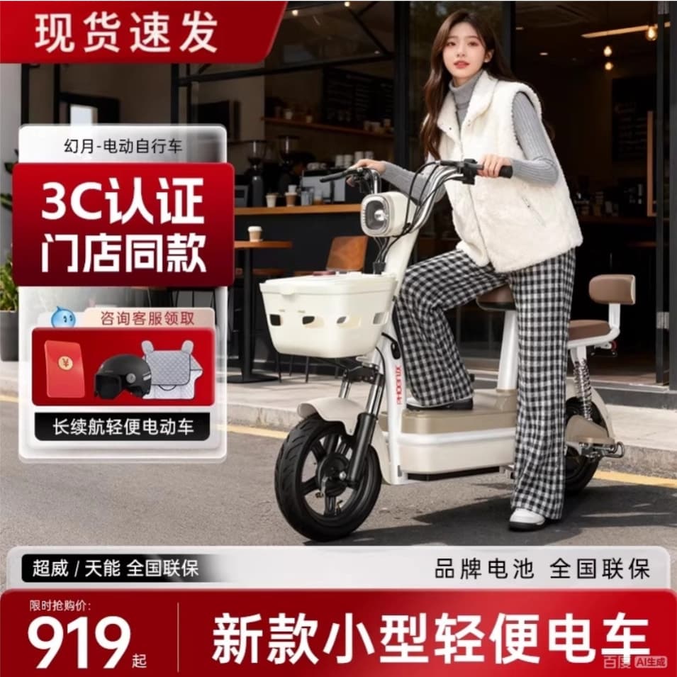 Adult and Women's Electric Scooter, Small Electric Bicycle, New National Standard Lithium Battery 2026 Model for Commuting