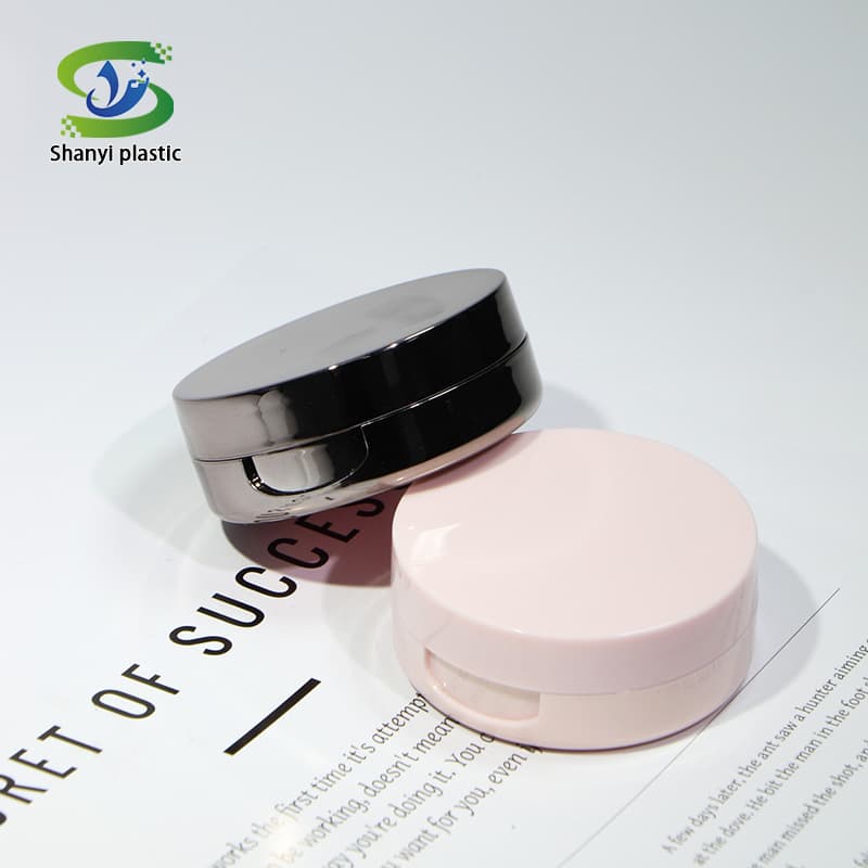 Shanyi Plastic Round Cushion Empty Case Luxury Electroplated Mini Flip-Top Cushion Compact Cosmetics Packaging