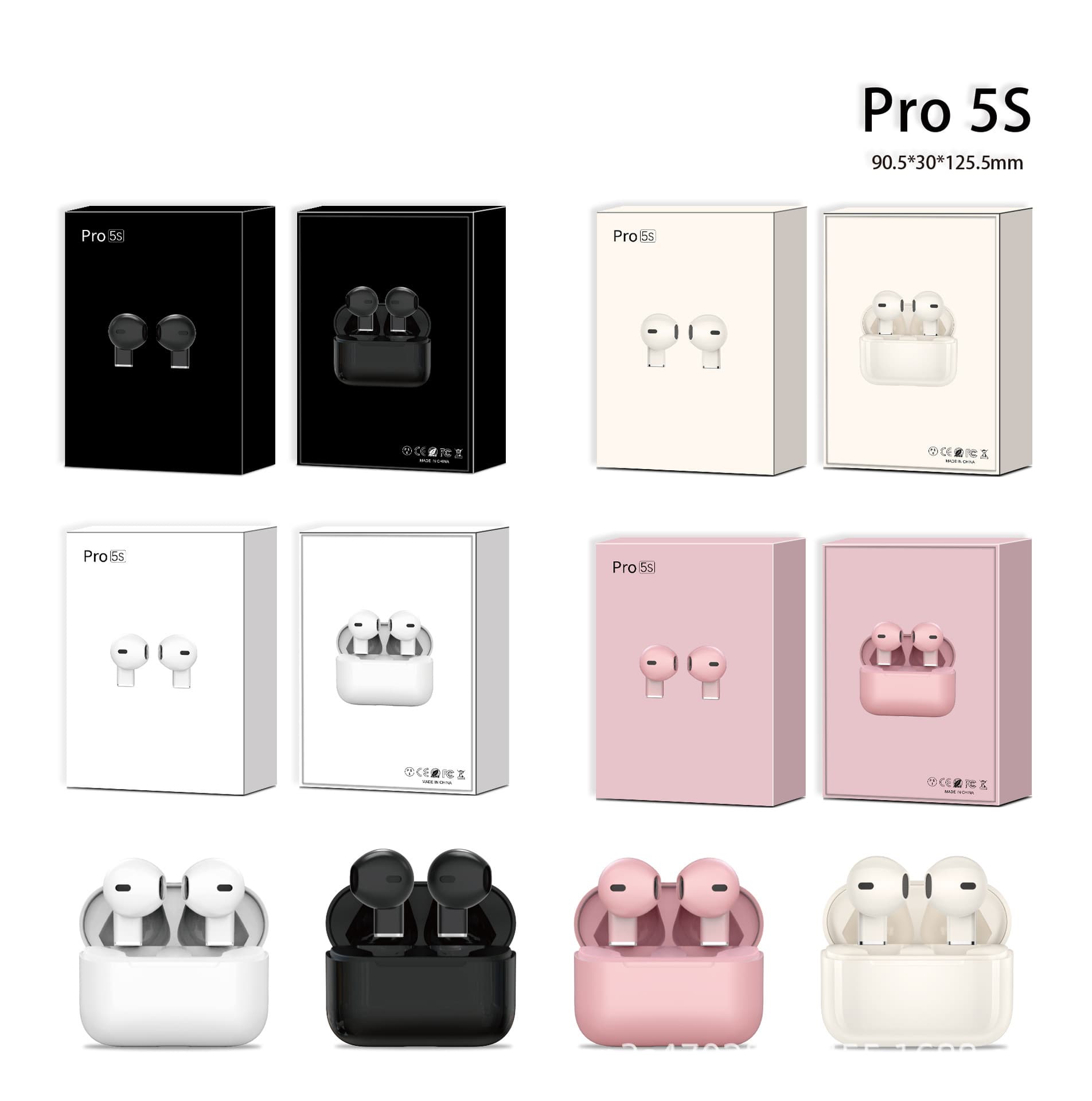 Pro5s Long Endurance Wireless In-Ear Bluetooth Earphones TWS Mini Sports Bluetooth Headsets Factory Gifts Noise Reduction Voice Control