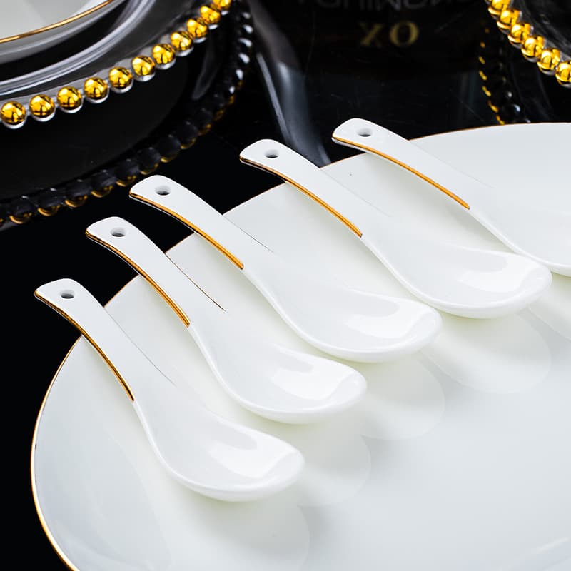 Jingdezhen Household Ceramic Soup Spoon Long Handle Large Spoon Small Spoon Ceramic Chopsticks Anti-slip Wholesale Self-selection
