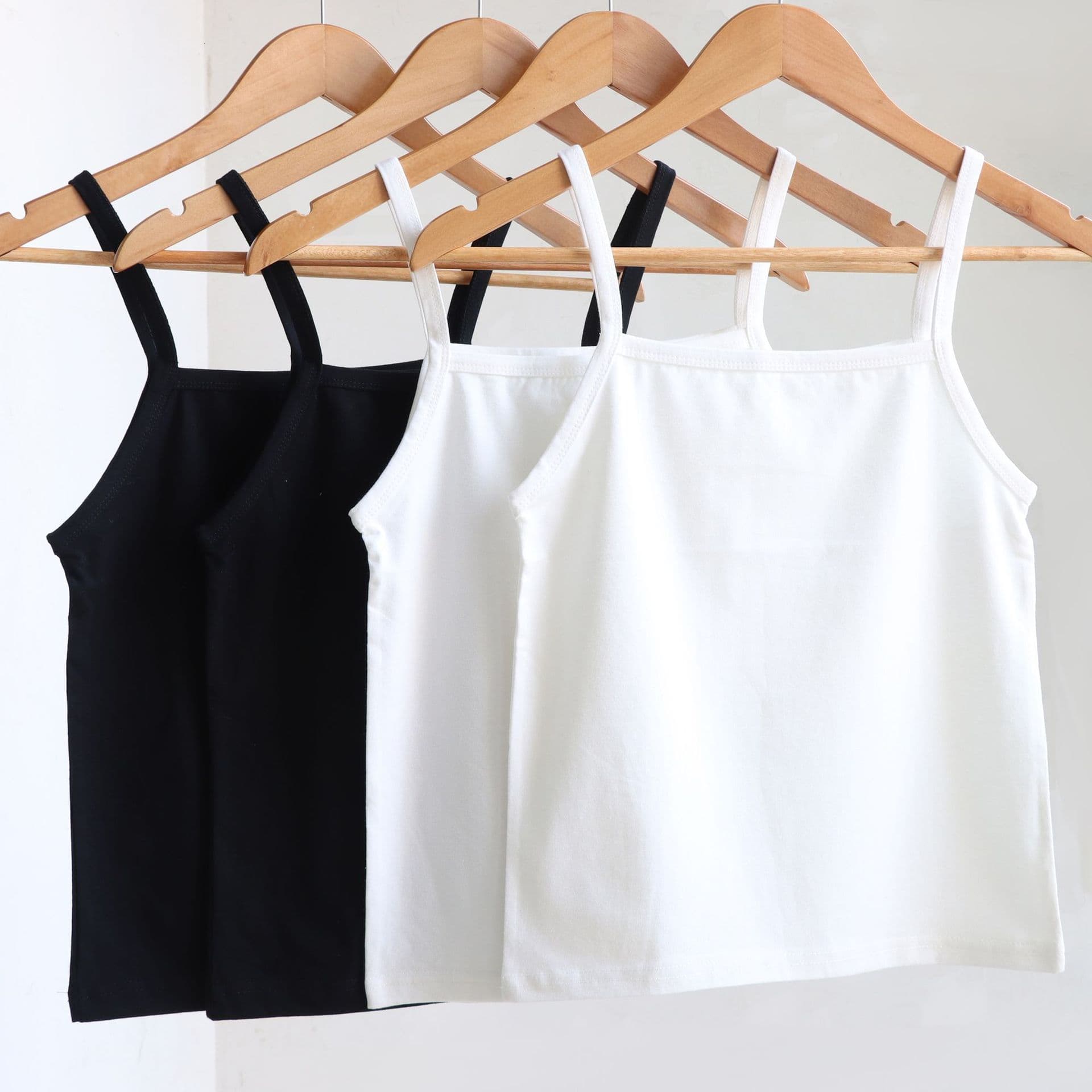 Cotton Camisole - Base Layer for Spring, Summer, and Autumn, Black and White Outerwear, Sexy Two-piece Set, Versatile