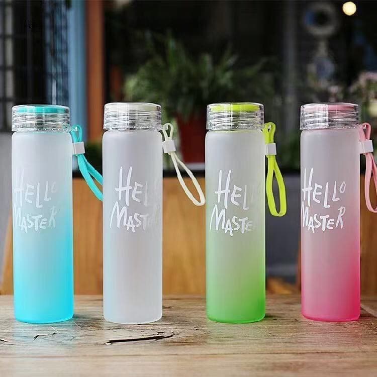 Gradient Frosted Plastic Water Bottle Portable Outdoor Sports Cup for Women Students Trendy Lemon Cup
