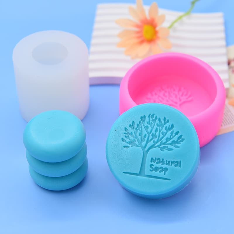 Triple Round Cookie World Tree Soap Mold Silicone Candle Handmade Soap Mold Fondant Chocolate Gel Wax Mold