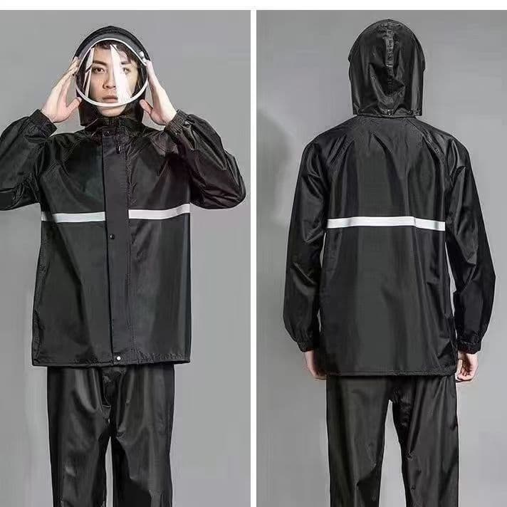 Oxford Fabric Delivery Rider Raincoat and Rain Pants Set, Single Layer Reflective Men's Work Raincoat, Delivery Rider Waterproof