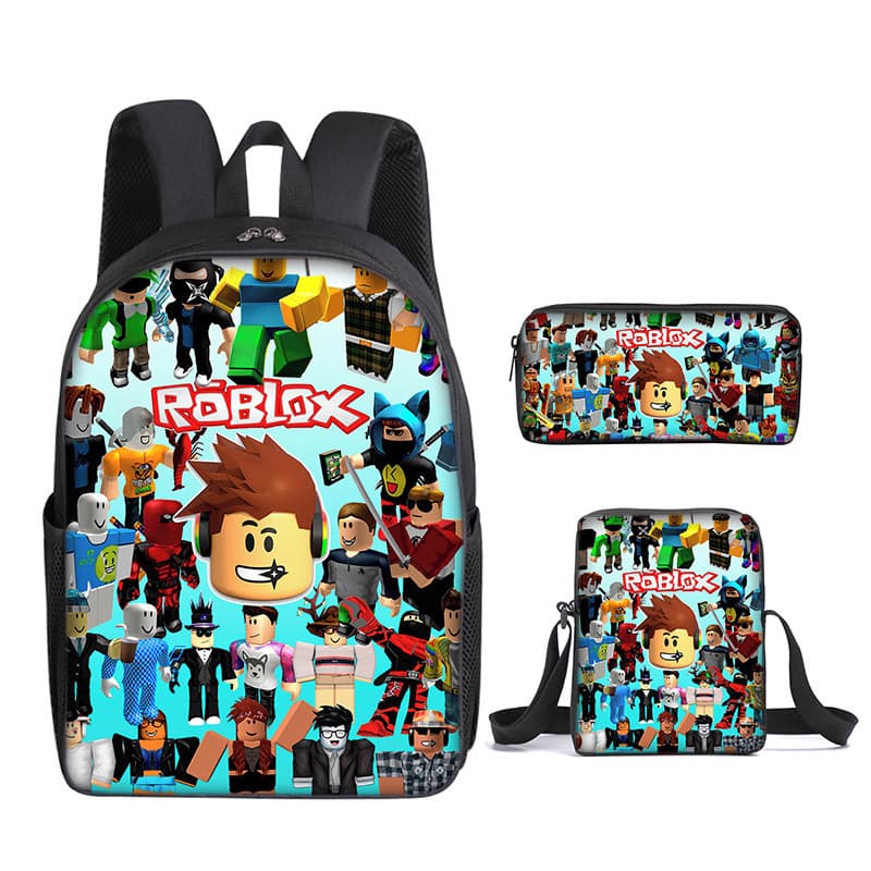 Cross-border Roblox Student Backpack Korean Style School Bag for Primary and Middle School Students Ins Fashion Trendy Rucksack 3-Piece Set
