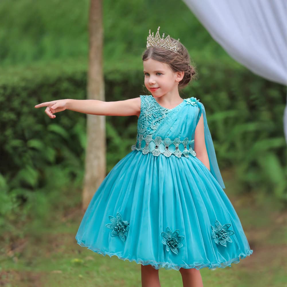 Kids Dress Summer Children's Wedding Gown Bow Tulle Skirt Girls Red Dress for Older Kids