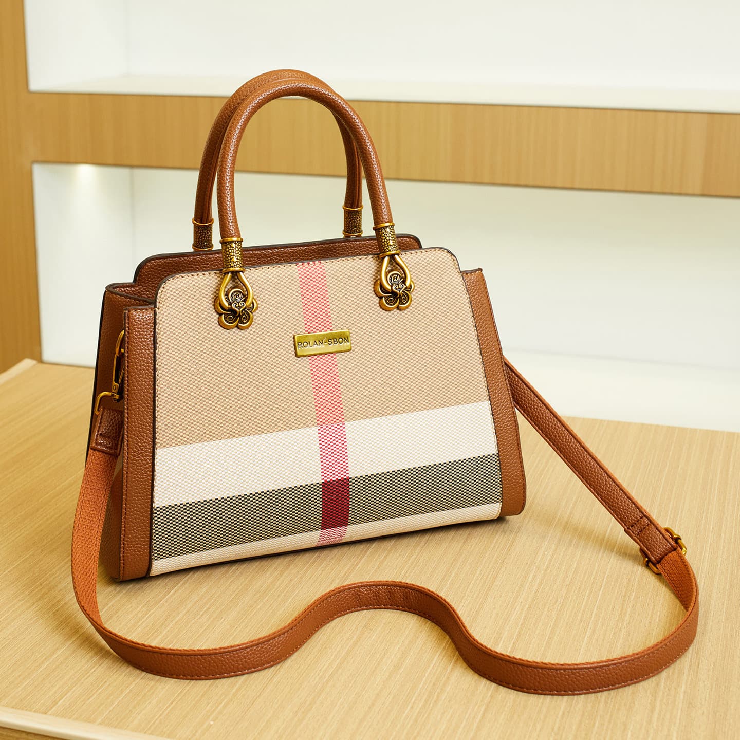 Cross-border bag women's 2026 new retro plaid tote bag high-end texture large capacity commuter handbag