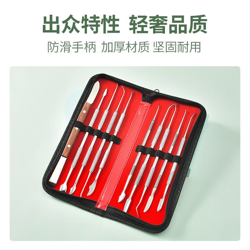 Dental Wax Knife 10-Piece Set Wax Spoon Carving Wax Block Dental Casting Wax Tool Technician Wax Carving Knife