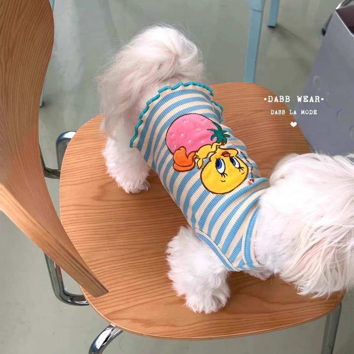 Dog Spring and Autumn Clothes Striped Vest Harness Cute Breathable Small Dog Bichon Teddy Maltese Anti-Shedding