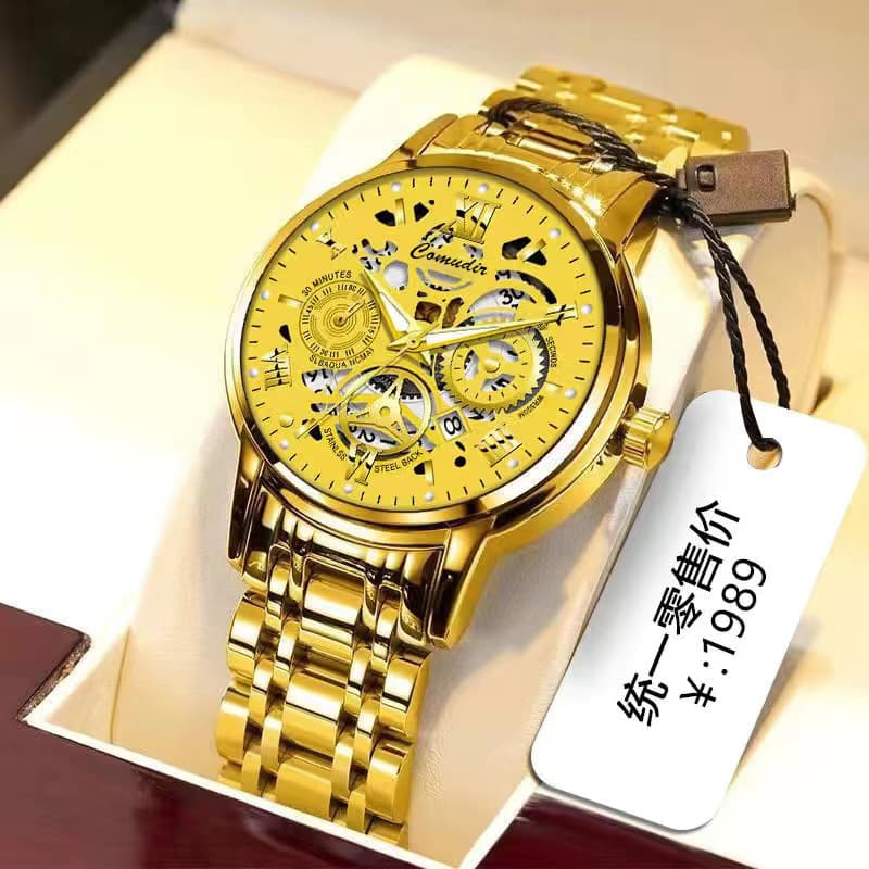 Swiss Famous Watch, Fully Automatic Mechanical Quartz Watch, Business Style, Luminous, Waterproof, Fashionable Men's Steel Band