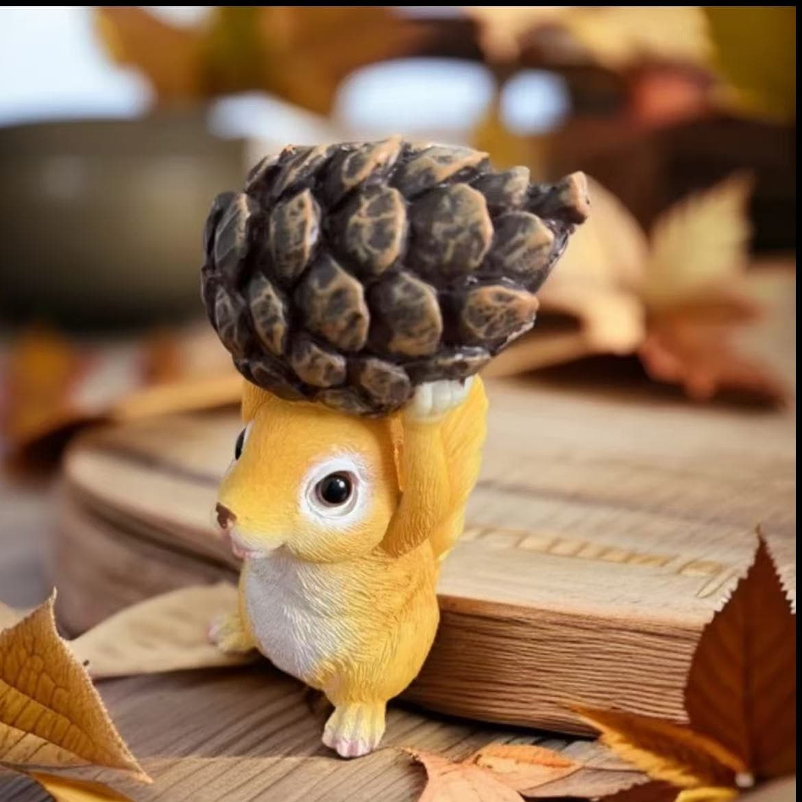 Small Squirrel Holding Pinecone Succulent Garden Tabletop Decoration Landscape Animal Desk TV Cabinet Home Decor Creative