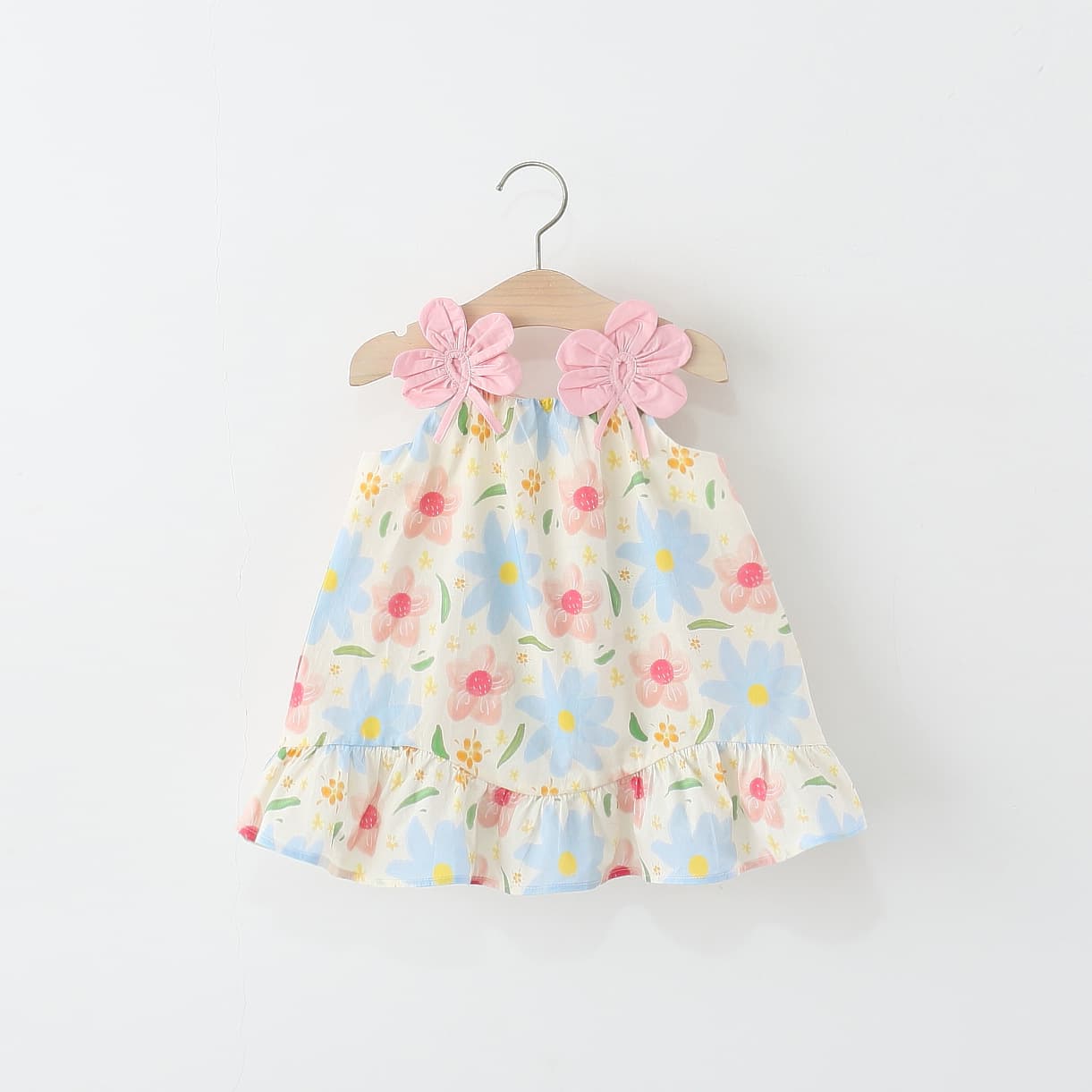 2025 new summer style two-petal suspender cotton mini skirt girls floral cotton dress princess skirt