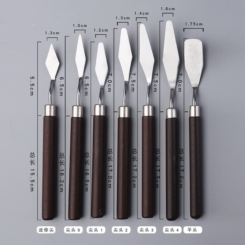 Wholesale Art Palette Knife Set Oil Painting Scraper Wooden Handle Palette Knife Set for Gouache Acrylic Painting Spatula