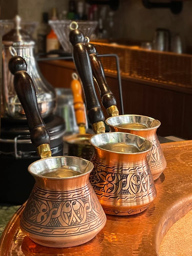 Turkish handmade coffee pot open fire retro stove pot tea hanging ear hand brewing pot Italian style