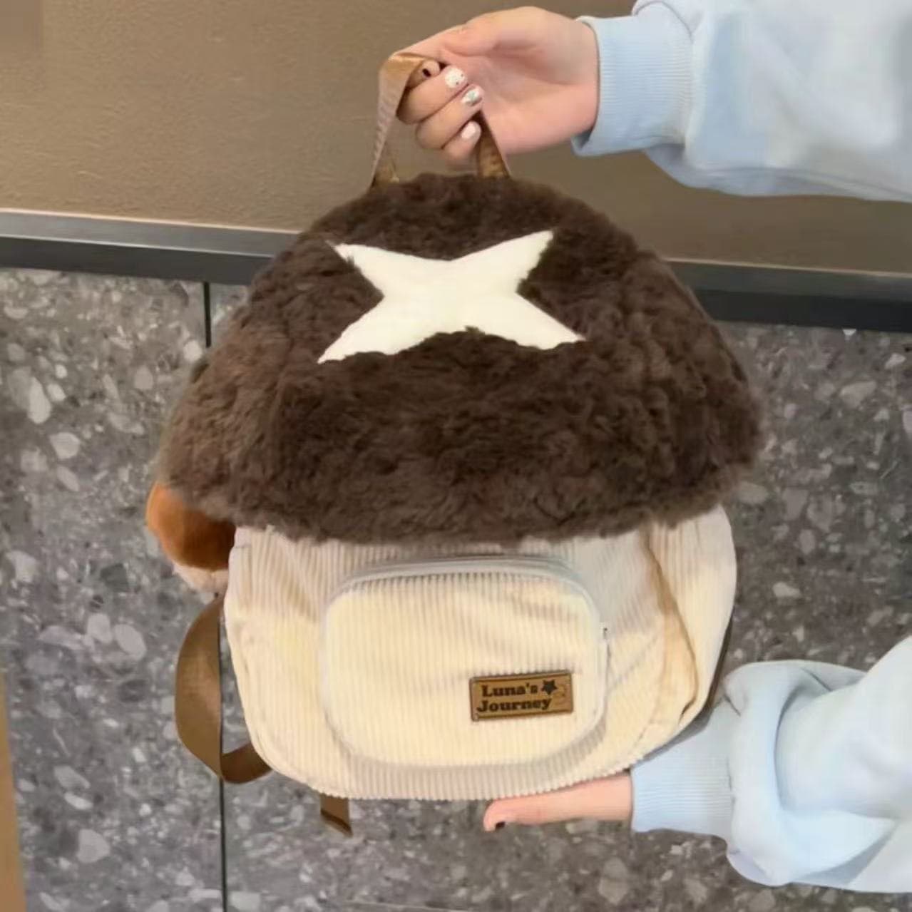 Niche Design Original Cartoon Mushroom Fresh Backpack New Anime Plush Cute Doll Bag Trendy