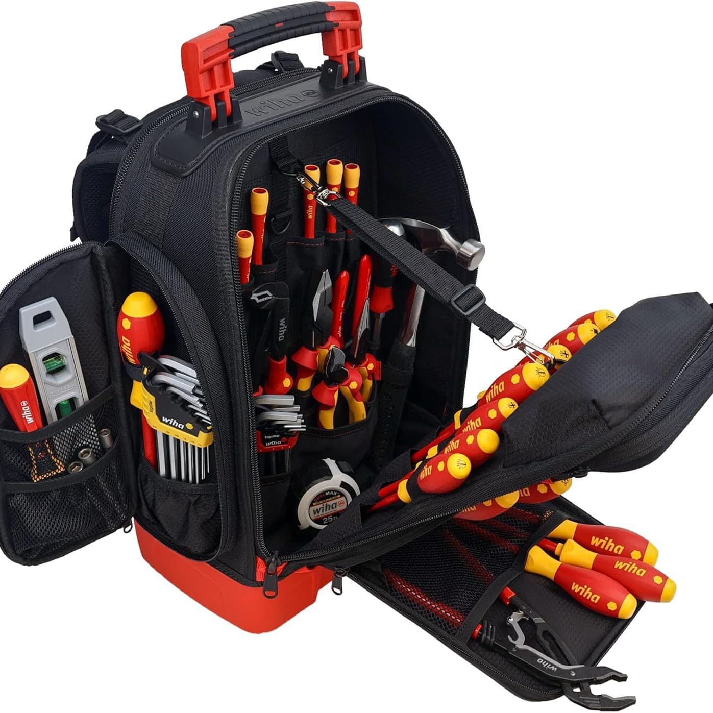 Portable Repair Tool Bag Large Capacity Multi-Pocket Tool Bag Wear-Resistant Bottom Shell 180° Full-Open Layered Storage Bag