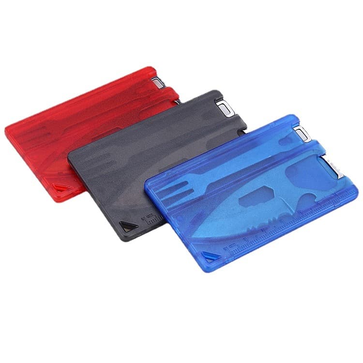 Outdoor portable stainless steel multi-functional survival tool card camping mini steak knife set, available for wholesale.