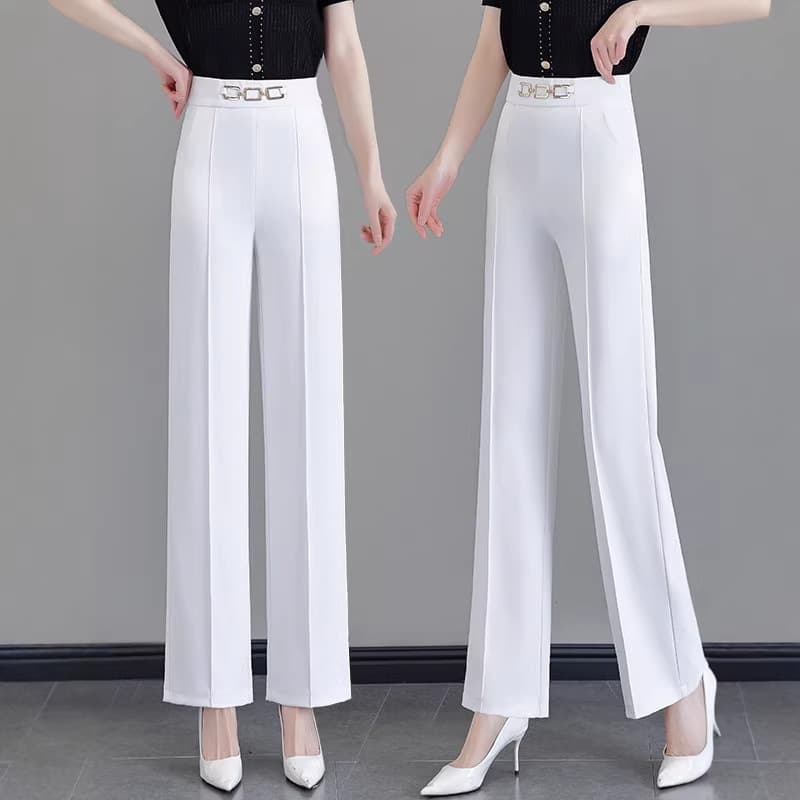 Fashionable White Slim Casual Pants for Women 2026 Spring Summer Hot High Waist Slimming Loose Versatile Straight Leg Pants