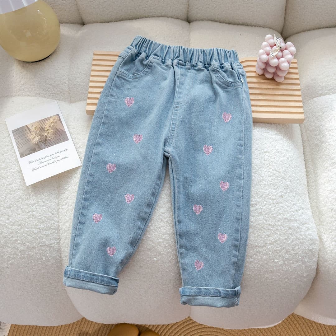 Girls Jeans Spring Autumn Korean Style 2025 New Toddler Girl Pants Fashionable Children Pants Girls Outer Wear Trendy