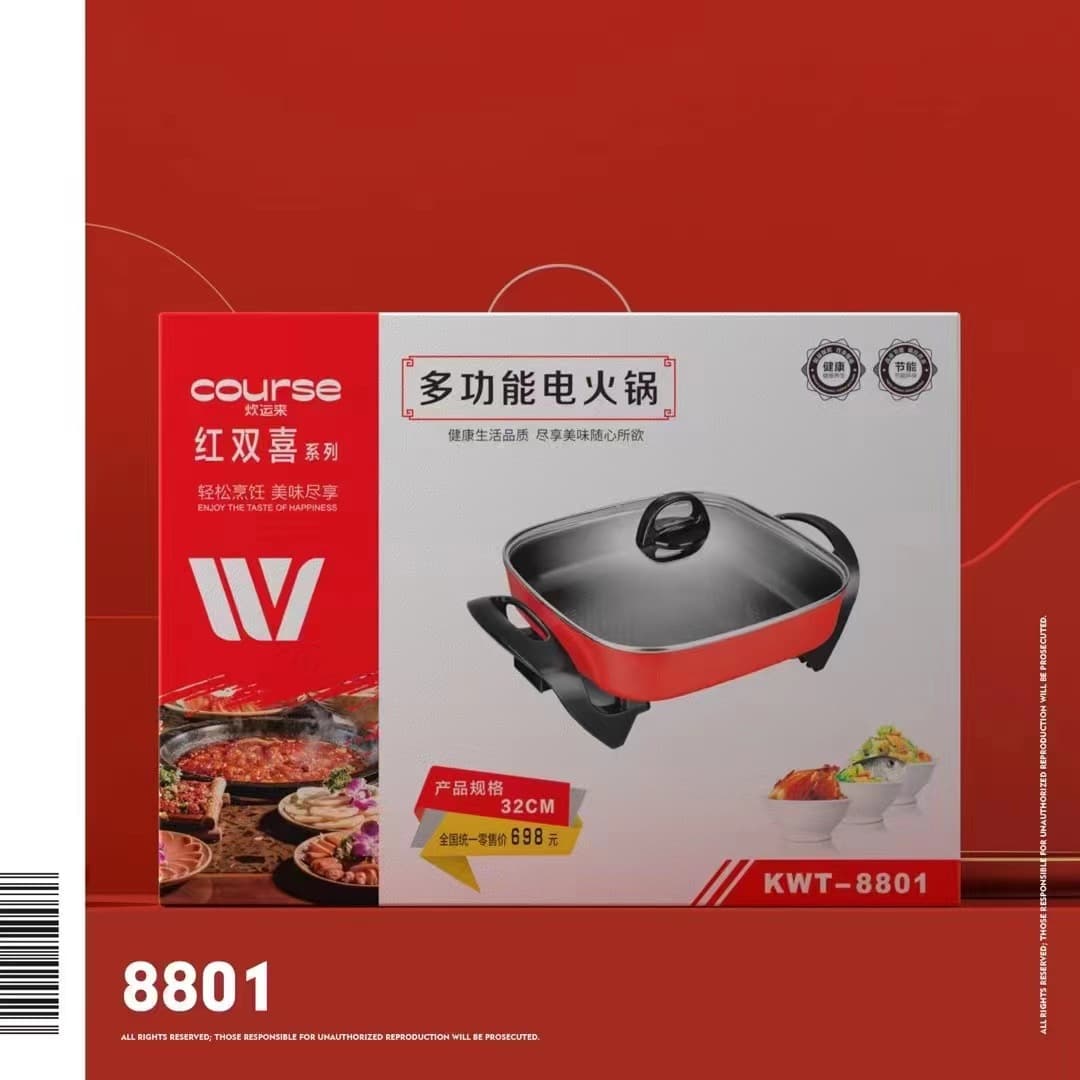 Wholesale Korean-style Square Pot 6L Large Capacity Multi-function Hot Pot, Electric Pot, Electric Heating Pot, Sales Gift, Non-stick Electric Fryer
