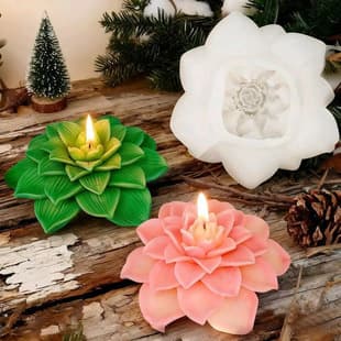 3D Large Lotus Aromatherapy Candle Silicone Mold DIY Handmade Simulation Flower Car Scented Stone Soap Mold