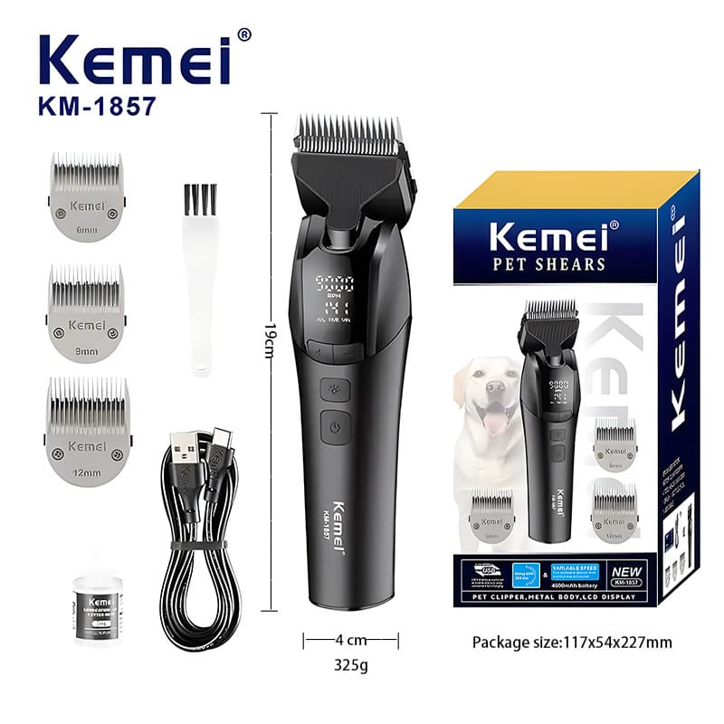 KEMEIKM-1857 Dog Cat Beauty Hair Trimmer Rechargeable Cordless Pet Hair Clipper
