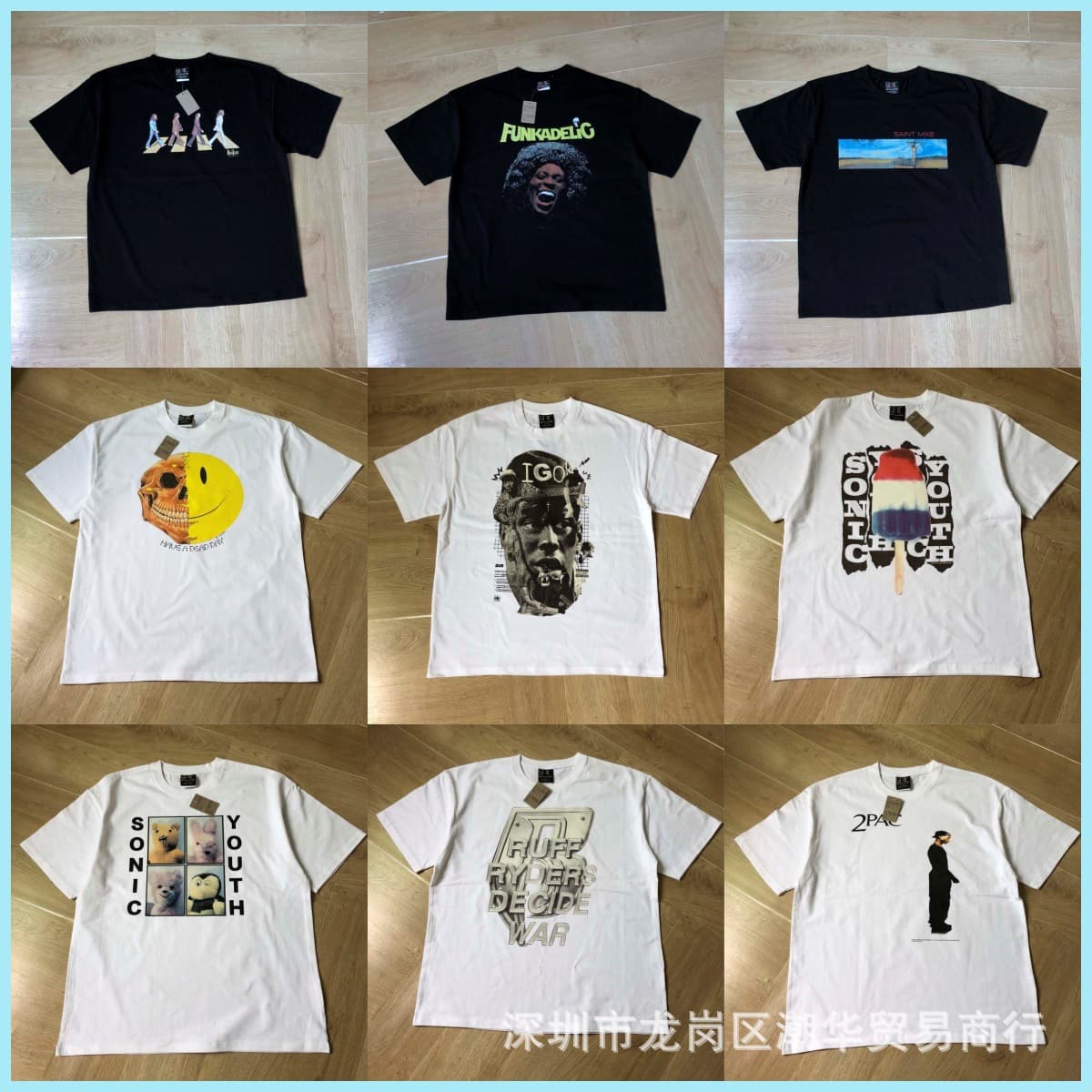 saint vintage boxing champion Tyson big face short-sleeved American high street loose washed old T-shirt for men and women