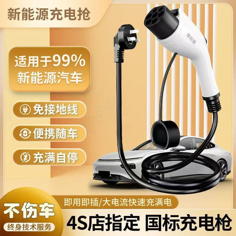 New Energy Electric Vehicle Charger Gun for BYD, BAIC, Home Portable Charging Pile, No Grounding Required
