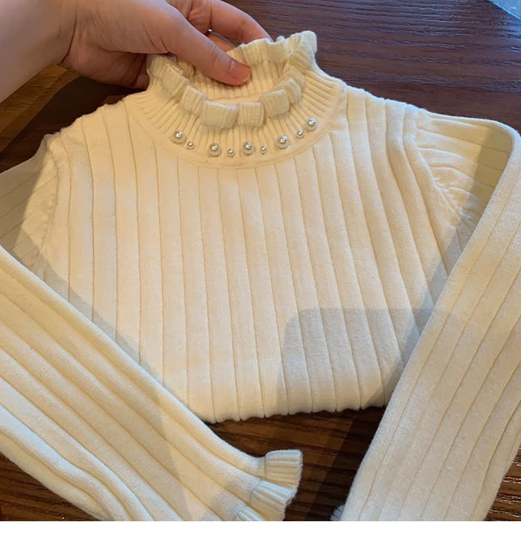 Tongxing Korean Kids Sweater Spring Autumn New Stylish Girls Korean Fashion Bow Knit Top