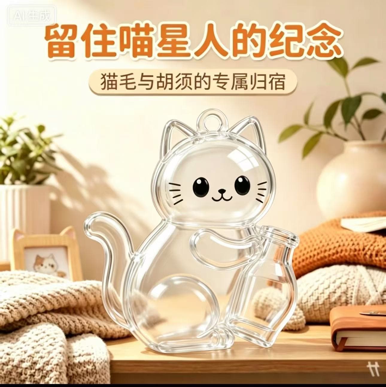 Transparent Pet Fur Storage Bottle Cat Dog Memorial Keychain Creative Ornament Cute Decoration