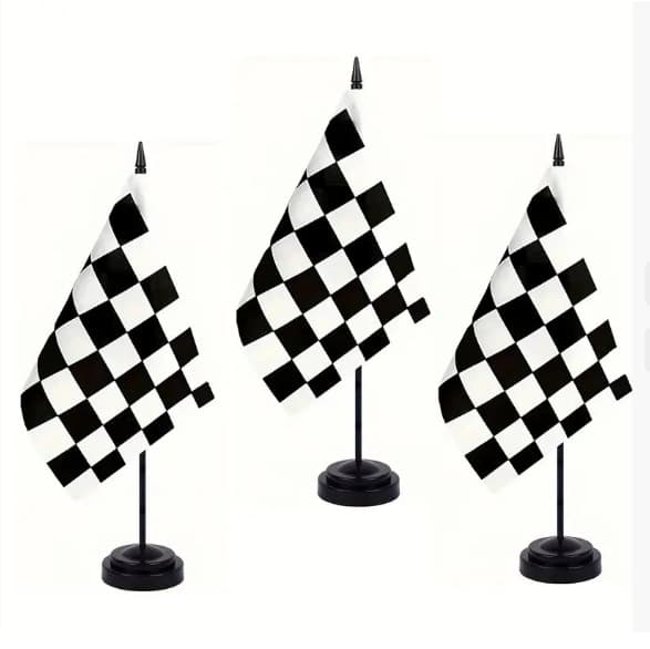 Cross-border spot black and white grid hand-waved flag plastic single-pole flag base flag small colorful flag national flags United States and France flag pole