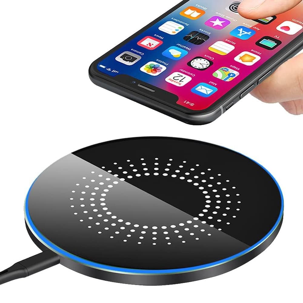 Ultra-thin Round Qi 15W Wireless Charger Gift Wholesale Compatible with Apple and Huawei 10W Desktop Phone Wireless Charger