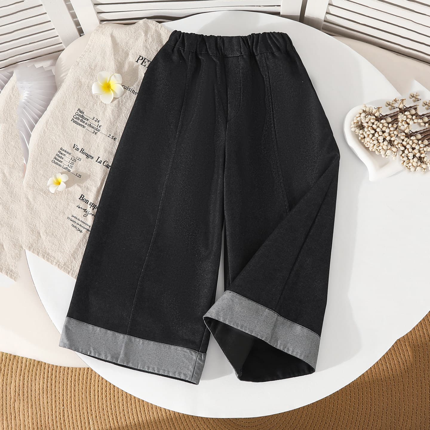 Girls Spring Autumn Sports Straight Leg Pants 2026 Girls Loose Denim Versatile Wide Leg Pants Middle and Big Kids Thin Style Casual Pants