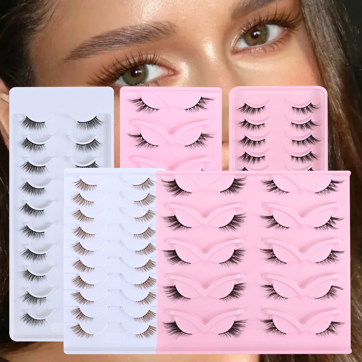 Source manufacturer cross-border European and American fox half eyelashes one-piece natural long thick brown eyelashes wholesale